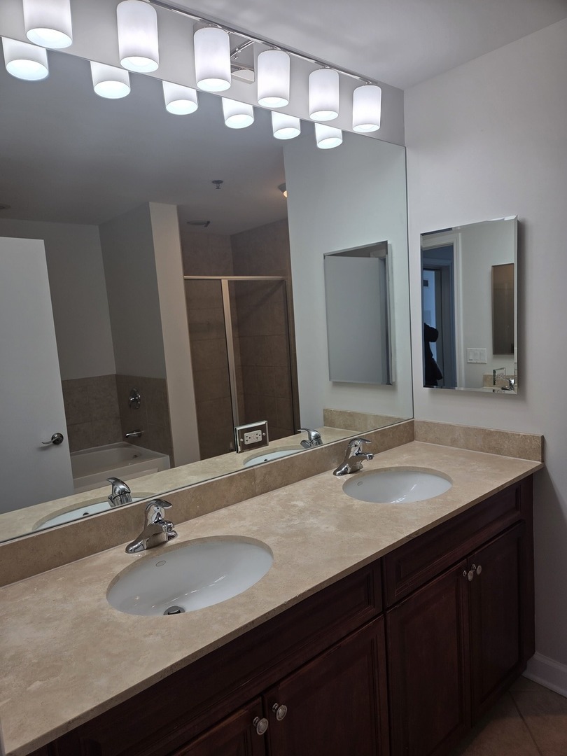 1841 South Calumet Avenue, Unit 707 Chicago, IL 60616 - Photo 7 of 14 a bathroom with a sink double vanity and a mirror