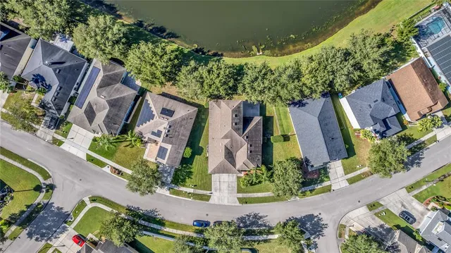 an aerial view of a house