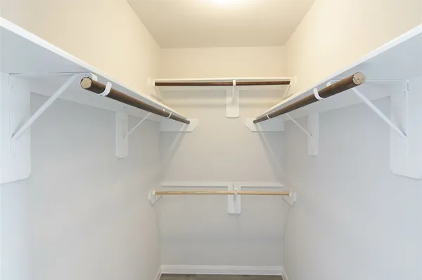 a view of a room with racks on the wall