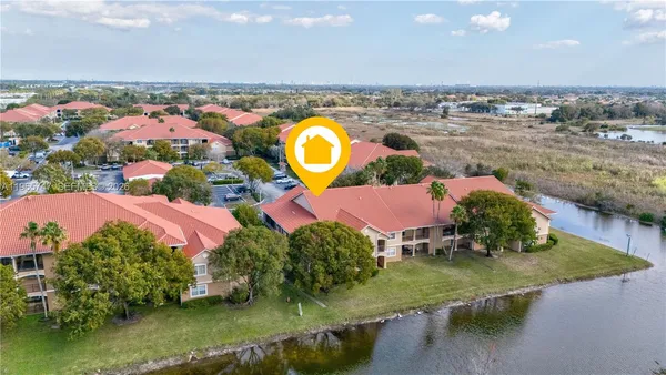 an aerial view of a house