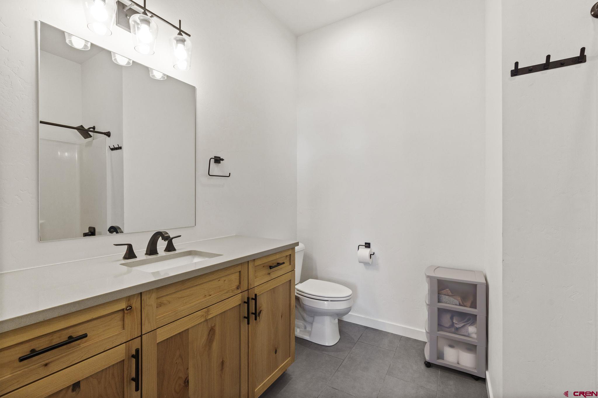 220 Metz Lane, Unit 603 Durango, CO 81301 - Photo 11 of 21 a bathroom with a toilet a sink and mirror