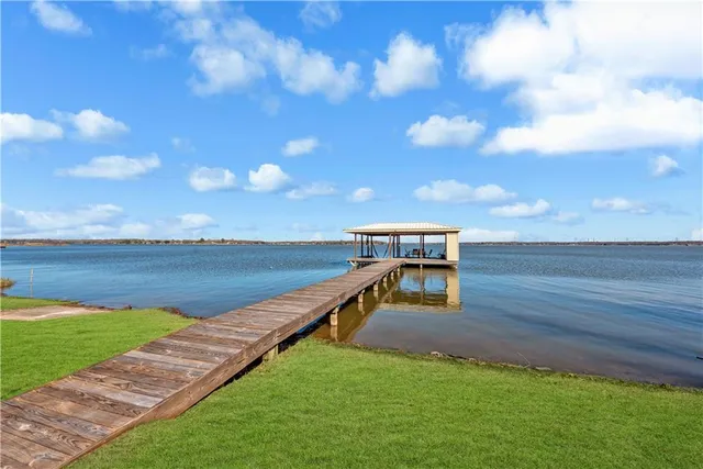 a view of a lake from a terrace
