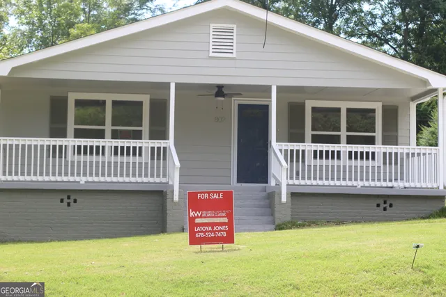 a view of a house with a porch