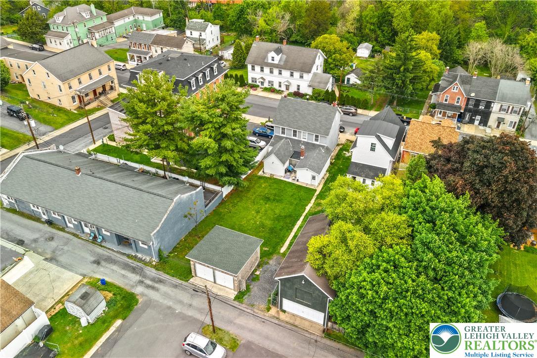 12 South Front Street Coplay, PA 18037 - Photo 40 of 41 An aerial view captures the neighborhood's charm, showcasing the inviting surroundings and spacious yards.