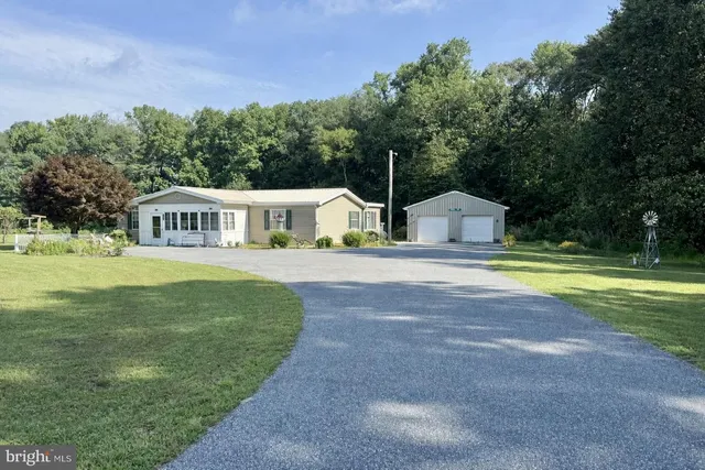a house view with swimming pool and garden space