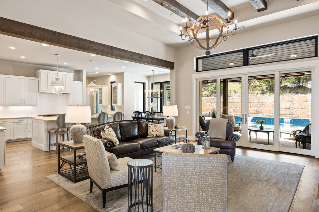 4746 R O Drive Spicewood, TX 78669 - Photo 40 of 40 a living room with furniture and a chandelier