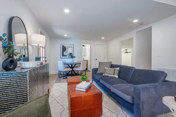 a living room with furniture