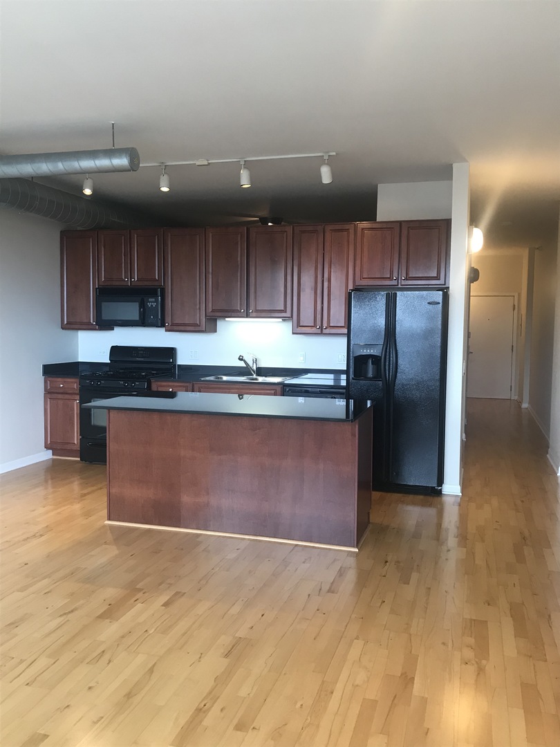 1200 West Monroe Street, Unit 618 Chicago, IL 60607 - Photo 3 of 10 a kitchen with stainless steel appliances granite countertop a stove a sink and a refrigerator