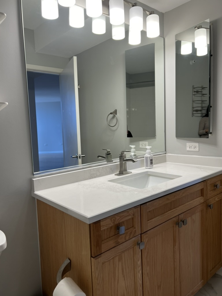 807 Davis Street, Unit 1308 Evanston, IL 60201 - Photo 12 of 16 a bathroom with a sink vanity and a mirror