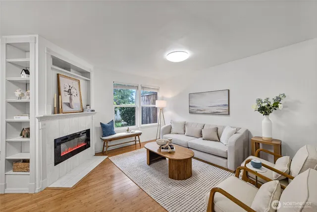 a living room with furniture or couch and a window