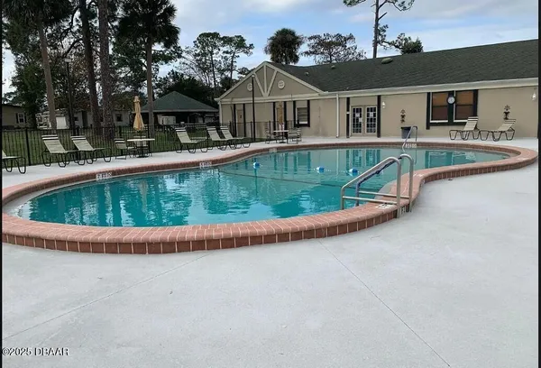 an outdoor view with swimming pool