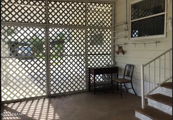 a view of a black and white bench