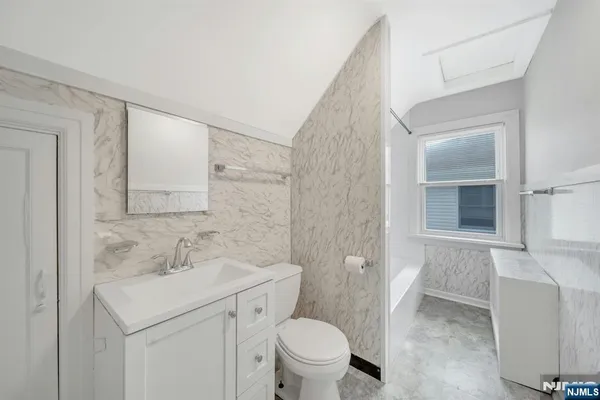 a bathroom with a sink toilet and vanity