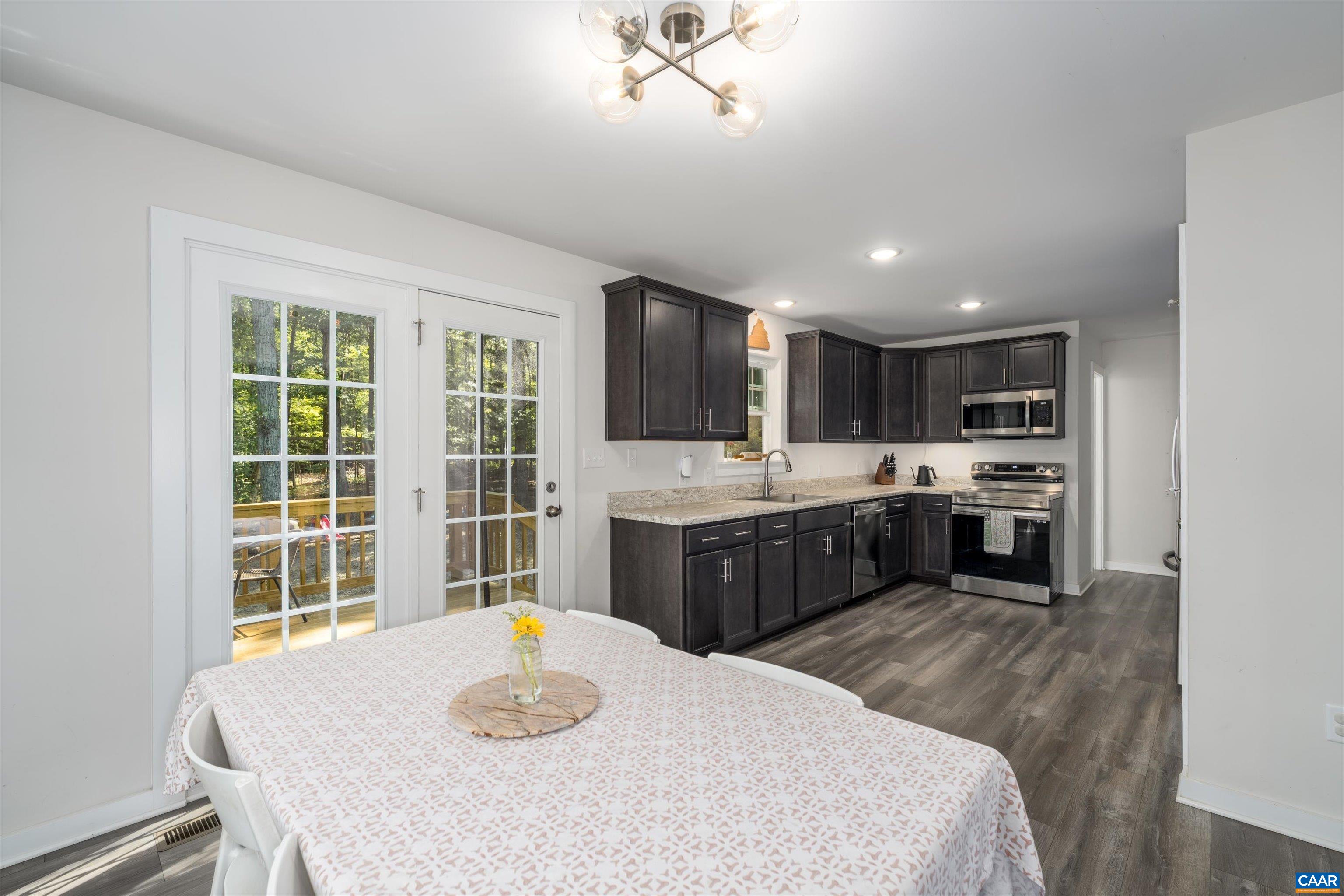 6 Kingswood Road Palmyra, VA 22963 - Photo 14 of 41 a kitchen with a stove a sink a dining table and chairs