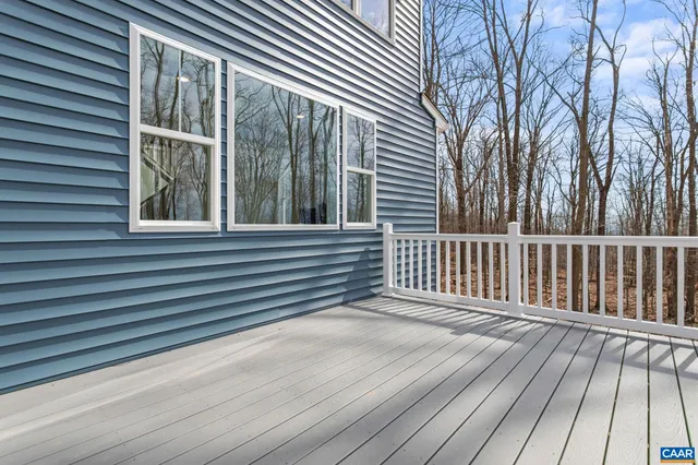 a view of a wooden balcony