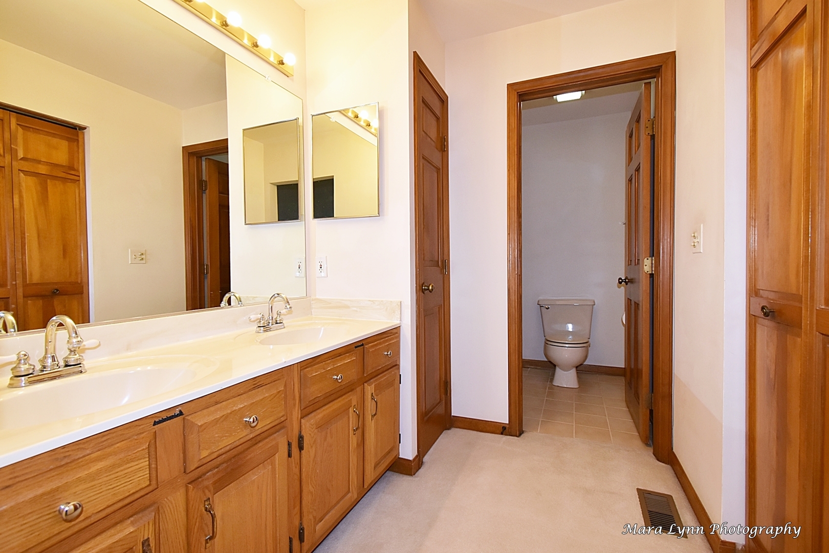 112 Sumac Court St. Charles, IL 60174 - Photo 27 of 37 a en suite bathroom with a double vanity sink a mirror and a toilet