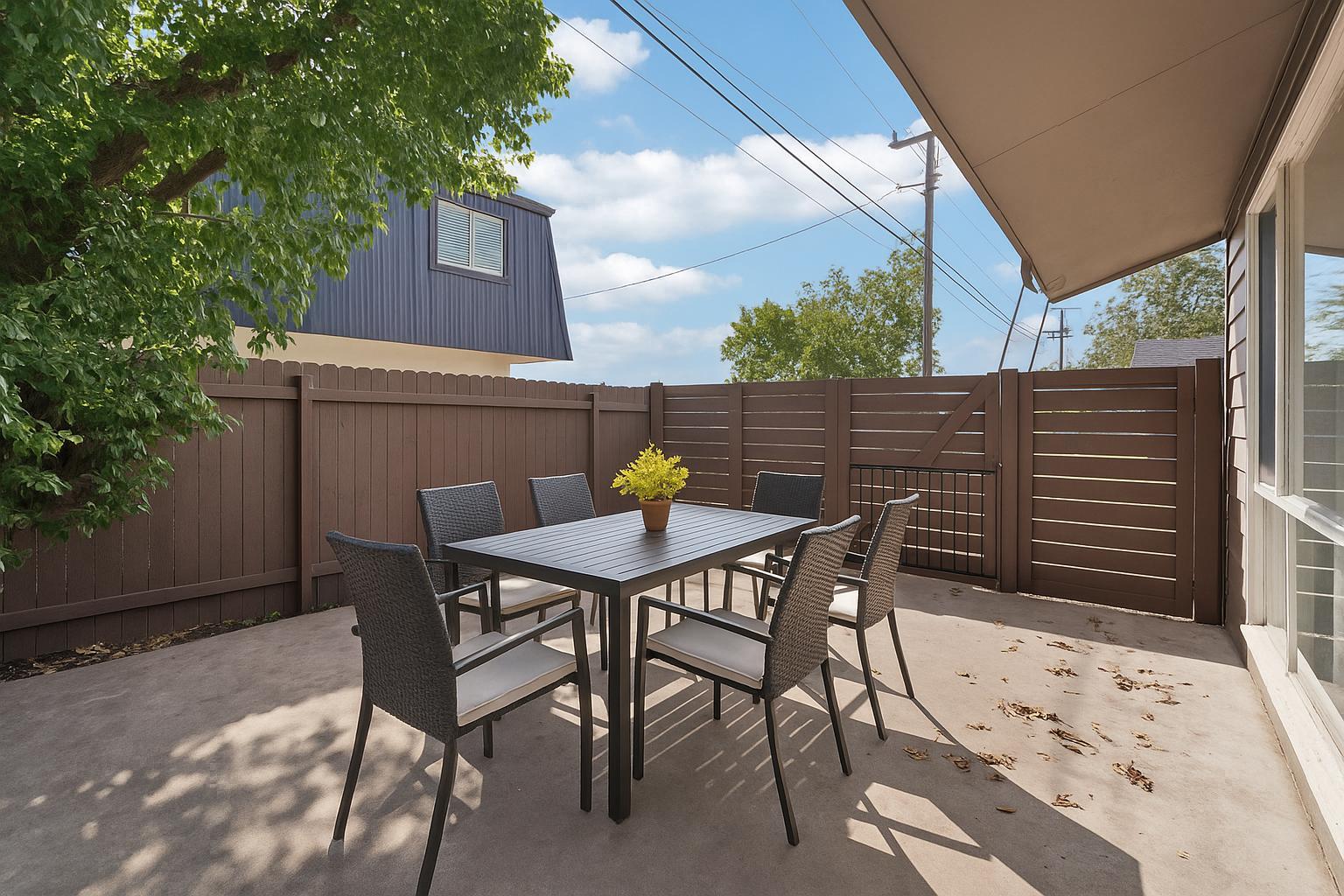 3705 Manorwood Road Austin, TX 78723 - Photo 12 of 13 a patio with table and chairs and potted plants