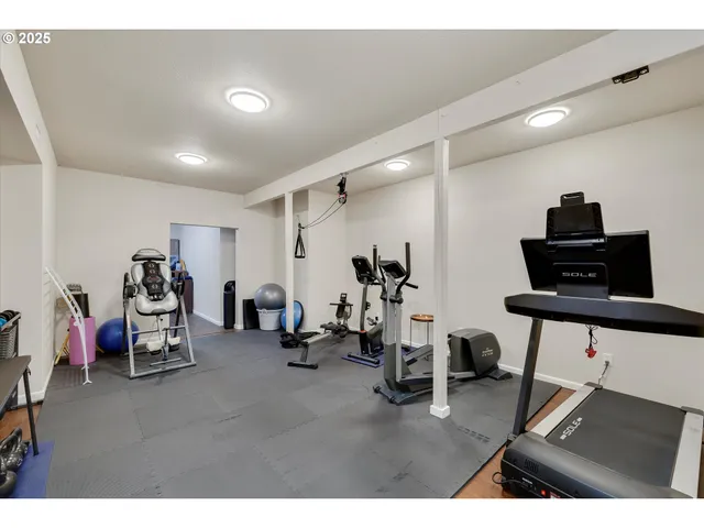 a view of a room with gym equipment