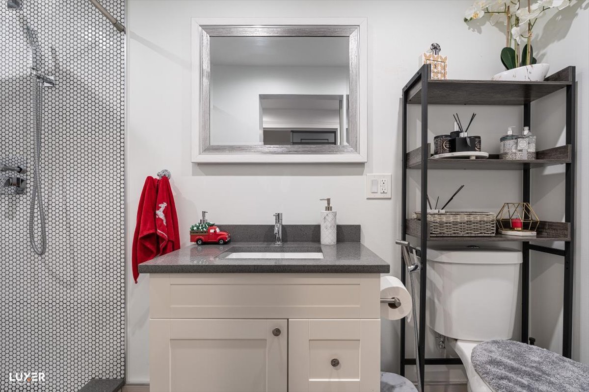 6908 Orchard Lane Hanover Park, IL 60133 - Photo 22 of 28 a bathroom with a sink and a mirror