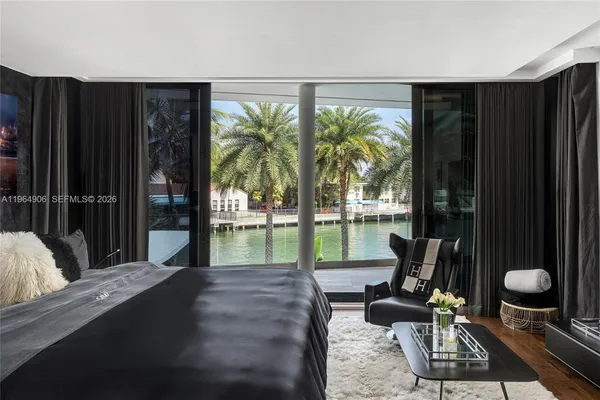 a bedroom with bed and a flat screen tv