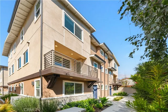 a front view of a multi story building