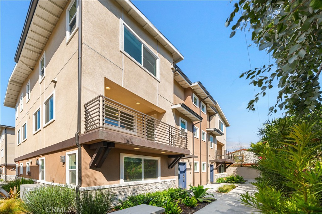 a front view of a multi story building