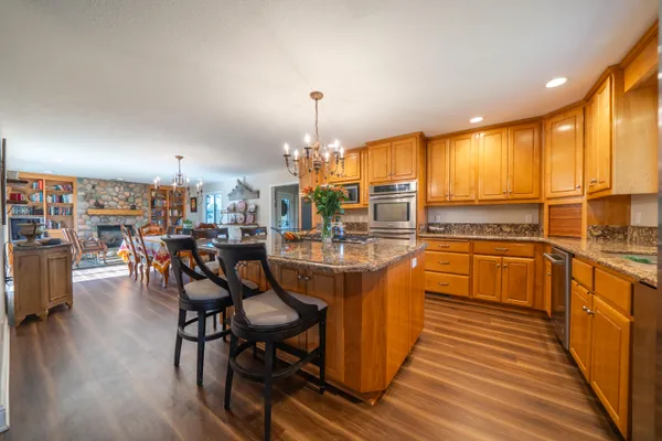 a kitchen with lots of counter top space