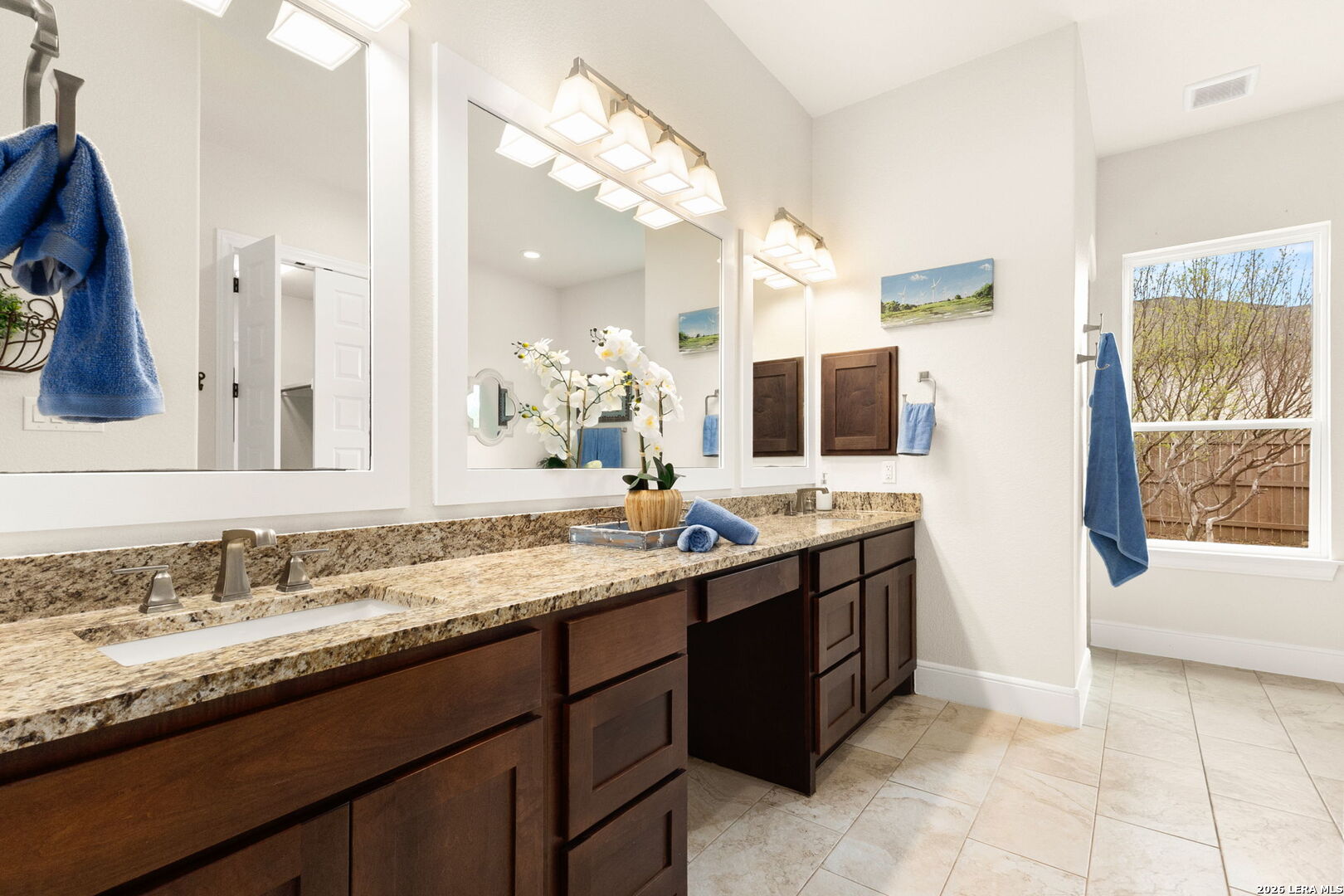 1217 Paladin Trail Spring Branch, TX 78070 - Photo 22 of 53 a bathroom with a granite countertop sink and a mirror