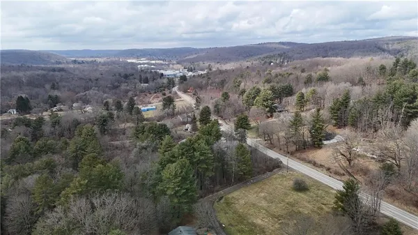 an aerial view of mountain with trees