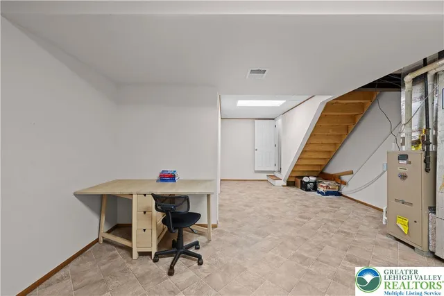 a view of a room with windows