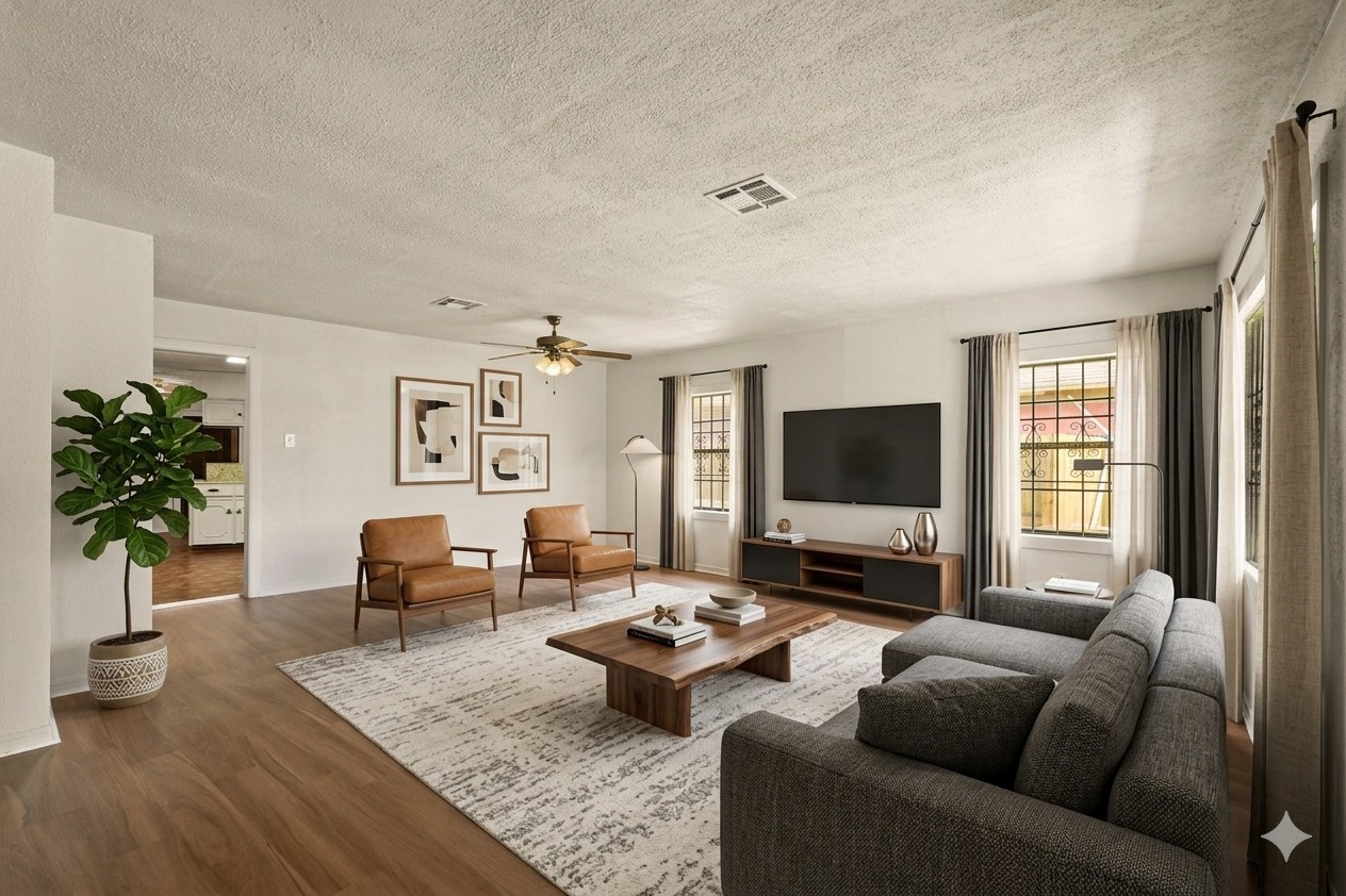 2315 Leffingwell Street Houston, TX 77026 - Photo 2 of 17 a living room with furniture and a flat screen tv
