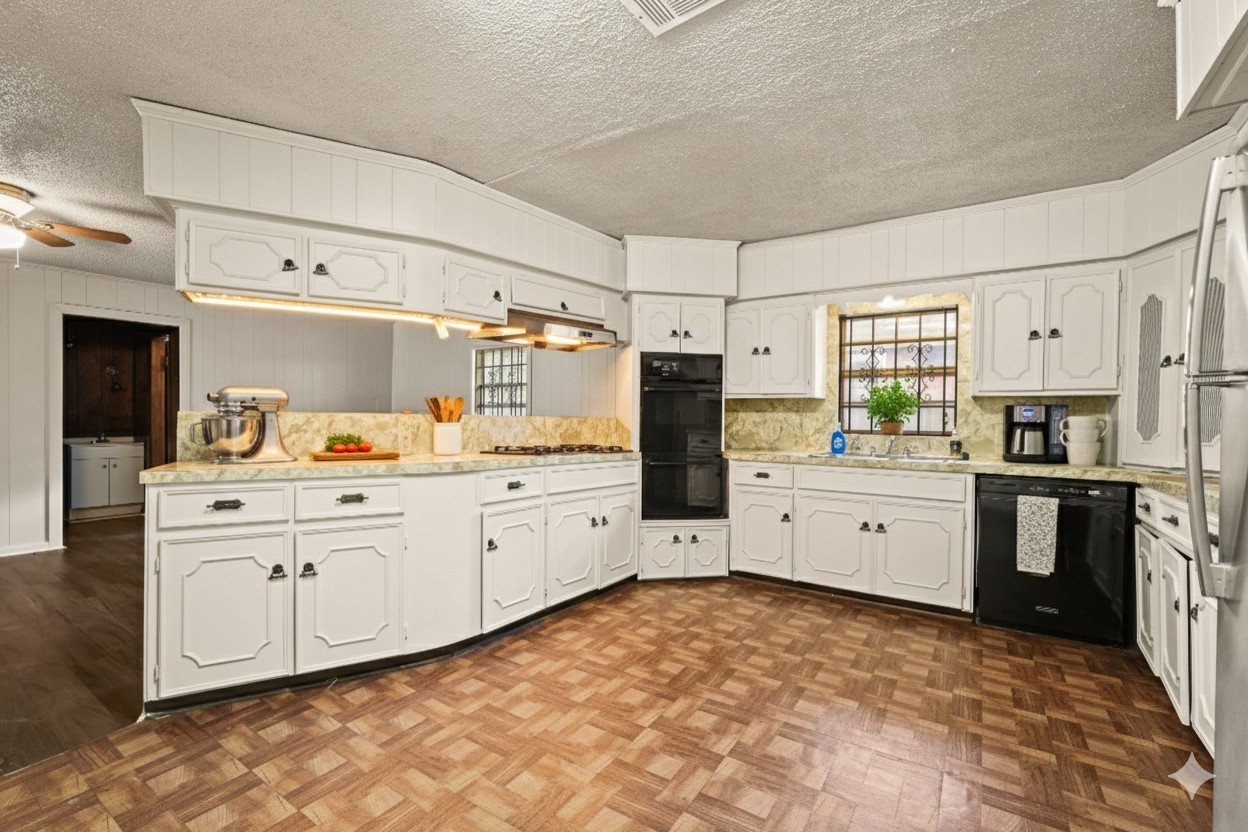 2315 Leffingwell Street Houston, TX 77026 - Photo 9 of 17 a kitchen with white cabinets and stainless steel appliances