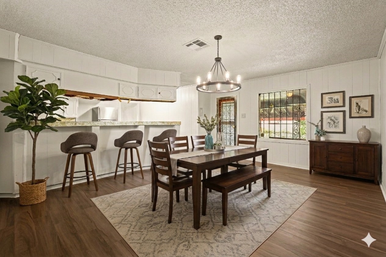 2315 Leffingwell Street Houston, TX 77026 - Photo 10 of 17 a view of a dining room with furniture and wooden floor
