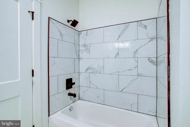 a bathroom with a bathtub