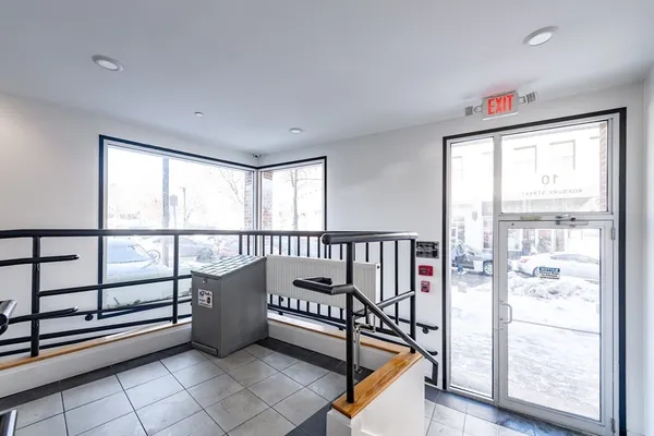 a view of a porch with furniture