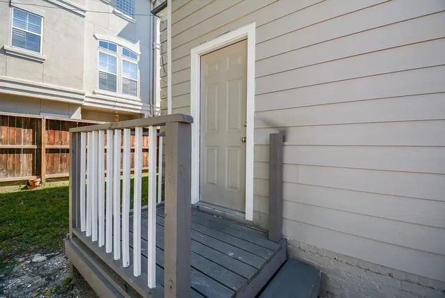 a view of wooden balcony