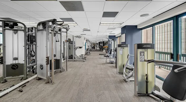 a view of a room with gym equipment