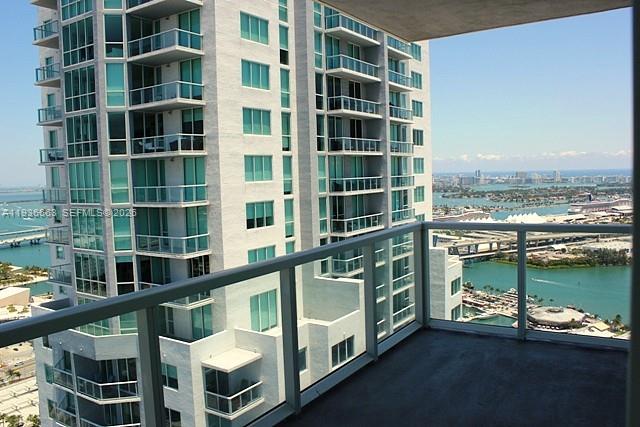 253 Northeast 2nd Street, Unit 4303 Miami, FL 33132 - Photo 8 of 35 a view of a balcony with a lake view