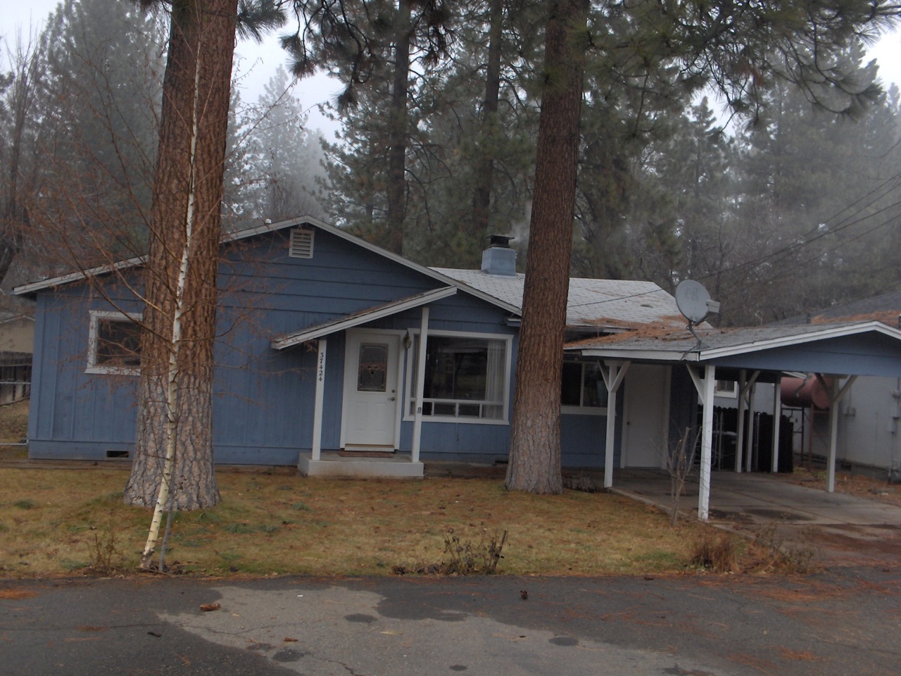 a house with trees in front of it