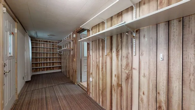 a view of wooden balcony