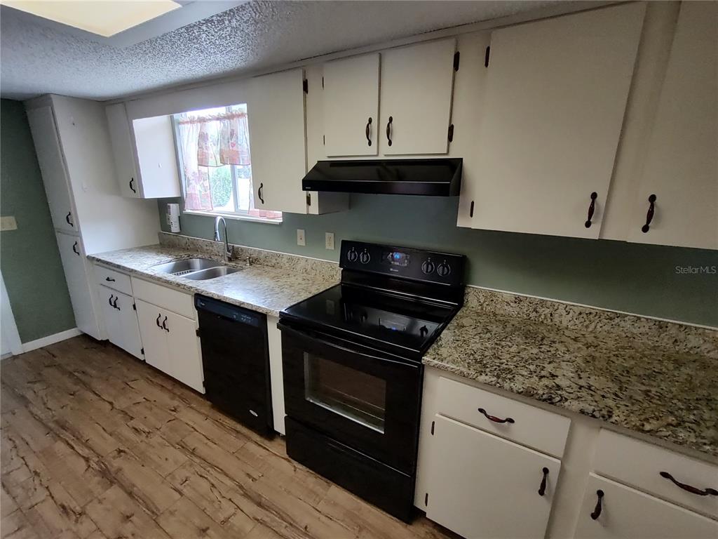 8792 Southwest 116th Place Road Ocala, FL 34481 - Photo 13 of 36 a kitchen with granite countertop a sink stove and cabinets
