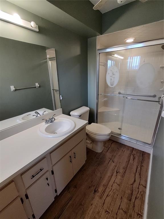 8792 Southwest 116th Place Road Ocala, FL 34481 - Photo 27 of 36 a bathroom with a sink a toilet a mirror and shower