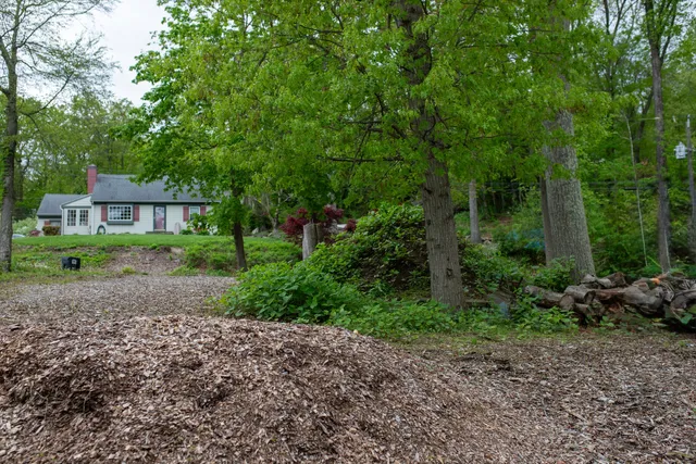 a backyard of a house with lots of green space