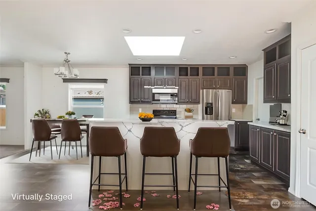 a view of kitchen with dining area