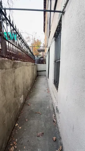 a view of a balcony with stairs