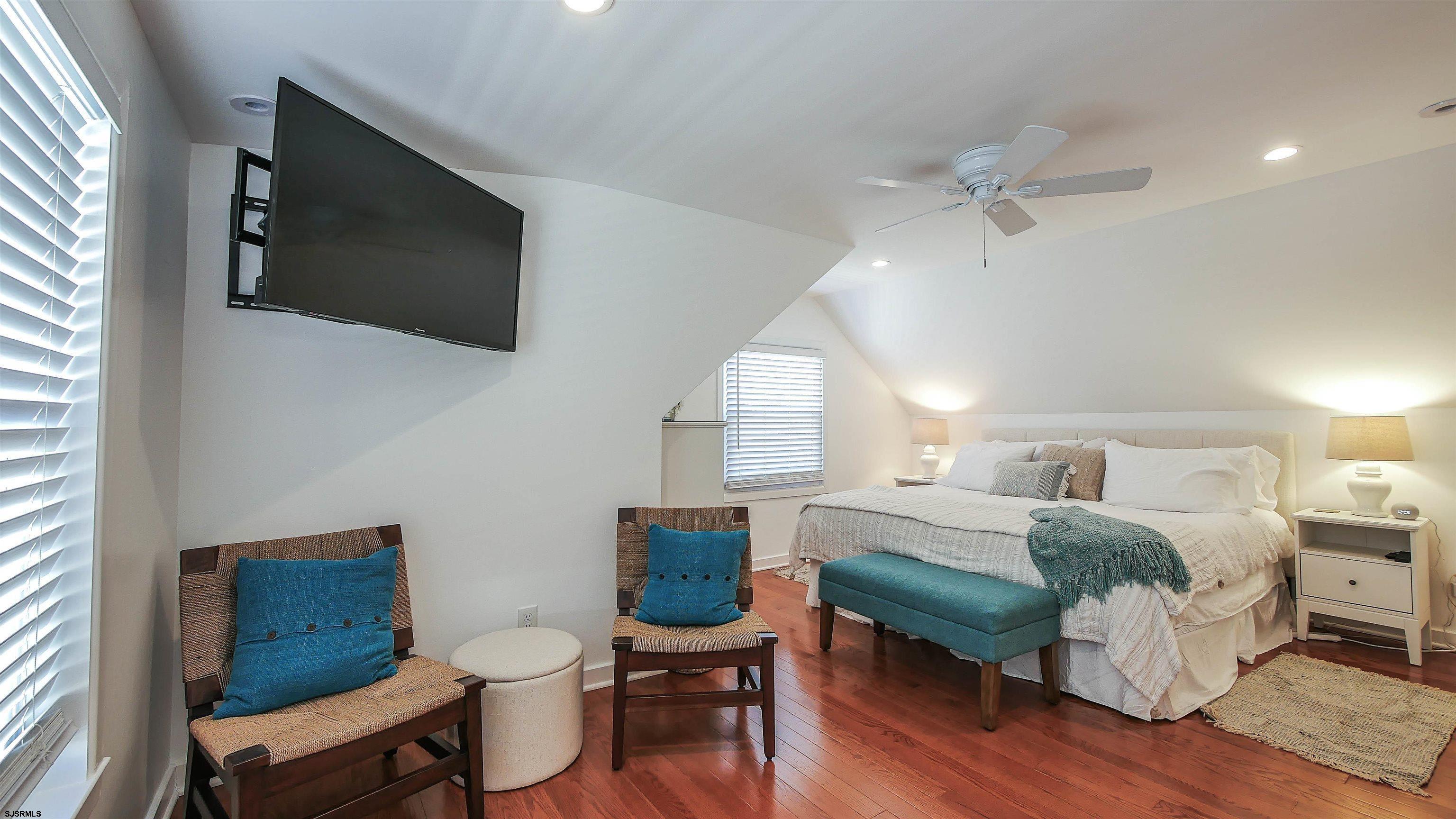 12 North Delavan Avenue, Unit AUGUST 1ST LABOR DAY 2026 Margate City, NJ 08402 - Photo 27 of 41 a living room with furniture a flat screen tv and a window