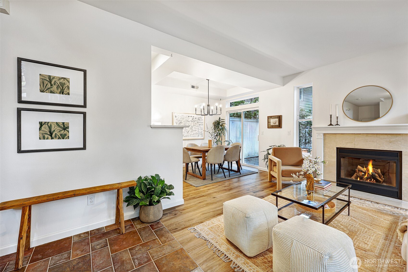 8828 238th Street Southwest, Unit B4 Edmonds, WA 98026 - Photo 3 of 37 a living room with furniture and a fireplace