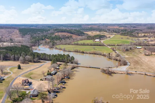 a view of a lake with a city