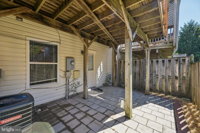 a view of a porch with furniture
