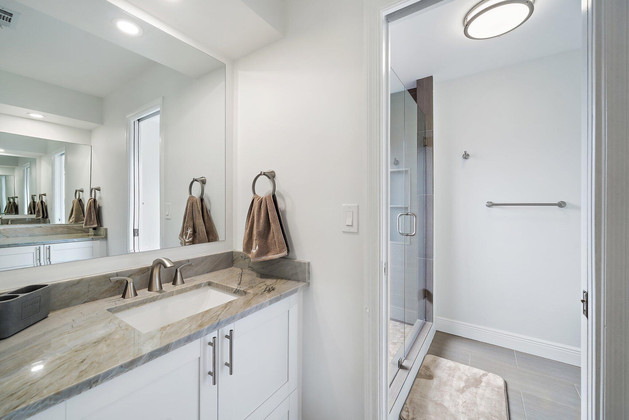 1342 Essex Drive Wellington, FL 33414 - Photo 17 of 58 a bathroom with a sink and a mirror